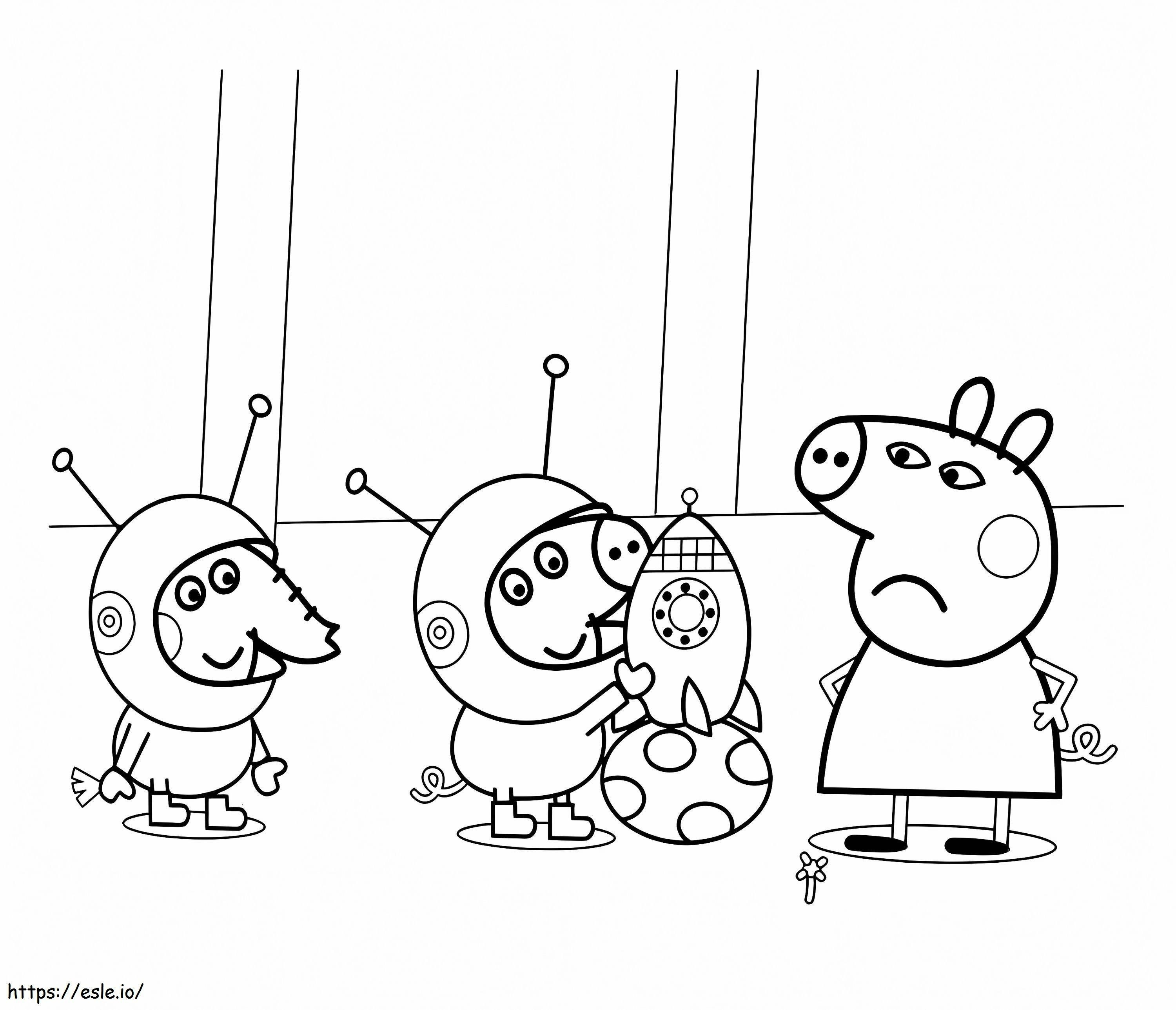 Peppa Pig și jucării spațiale de colorat