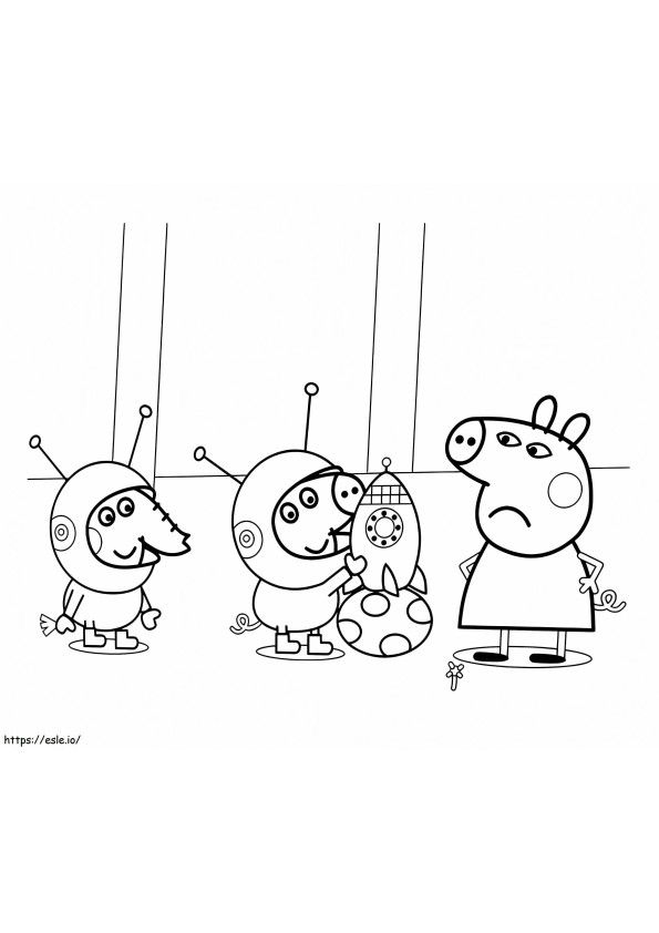 Peppa Pig And Space Toys coloring page
