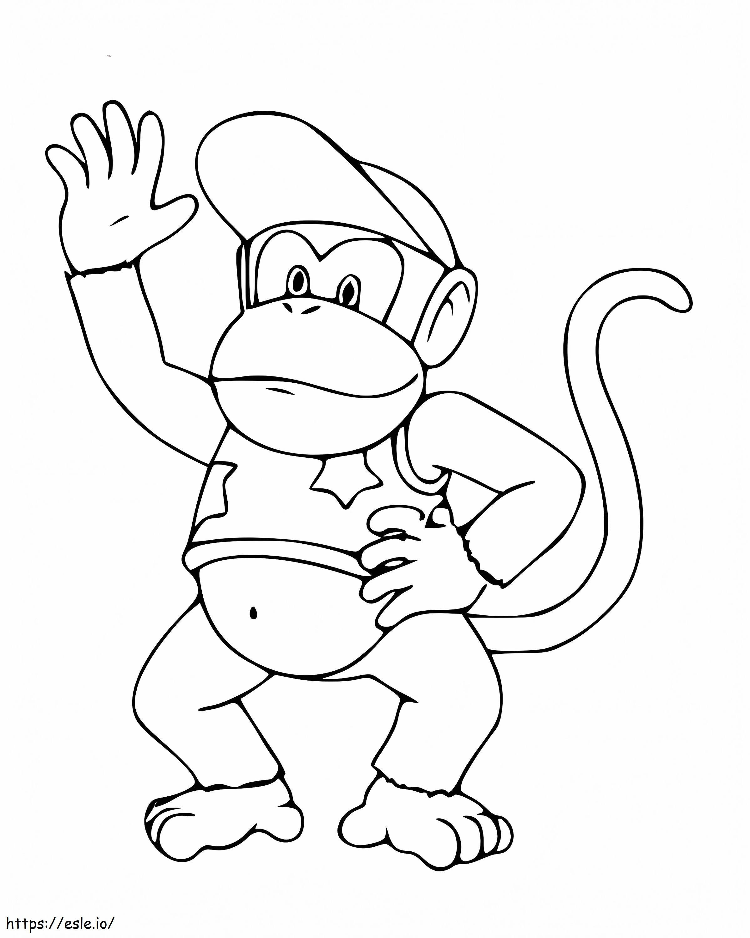 Diddy Kong agitando su mano para colorear