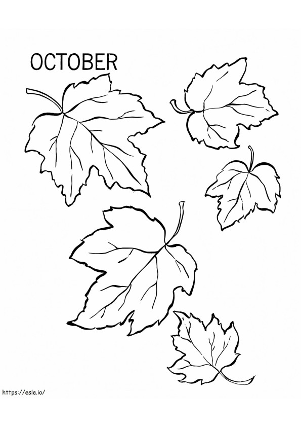 Oktober Met Gevallen Bladeren kleurplaat