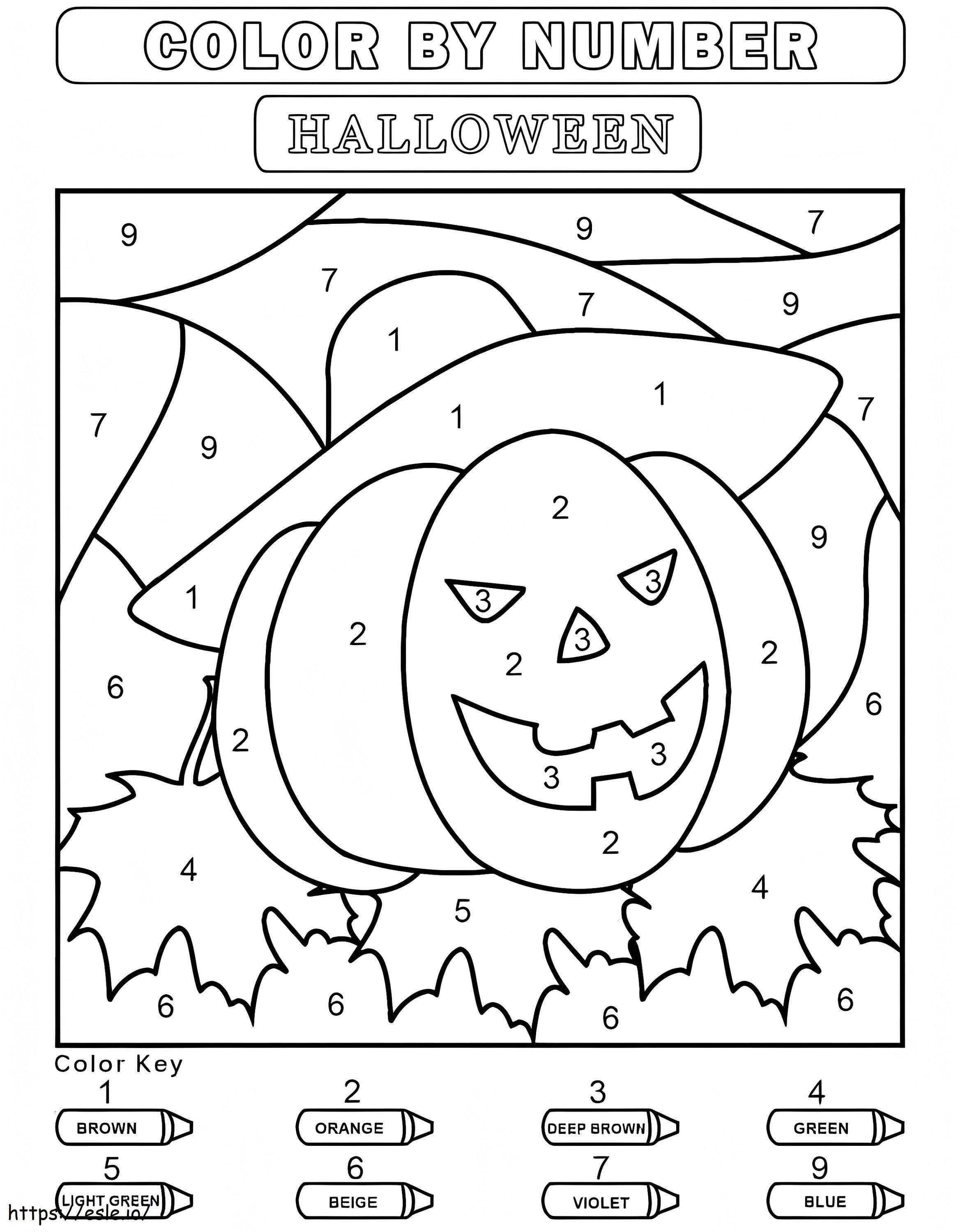Coloriage Coloriage gratuit de citrouille d'Halloween par numéro à imprimer dessin
