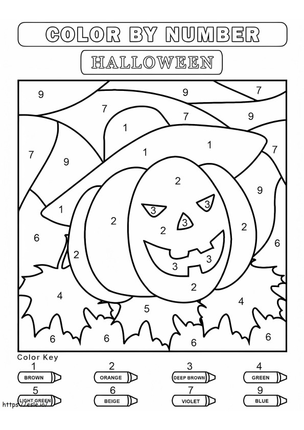 Coloriage Coloriage gratuit de citrouille d'Halloween par numéro à imprimer dessin