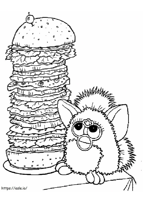 Furby mit Hamburger ausmalbilder