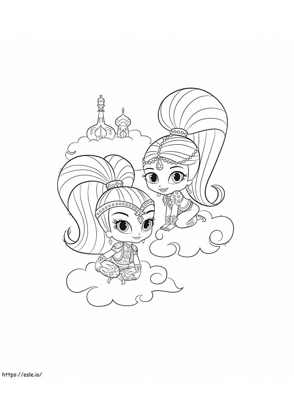 Shimmer And Shine In The Cloud coloring page