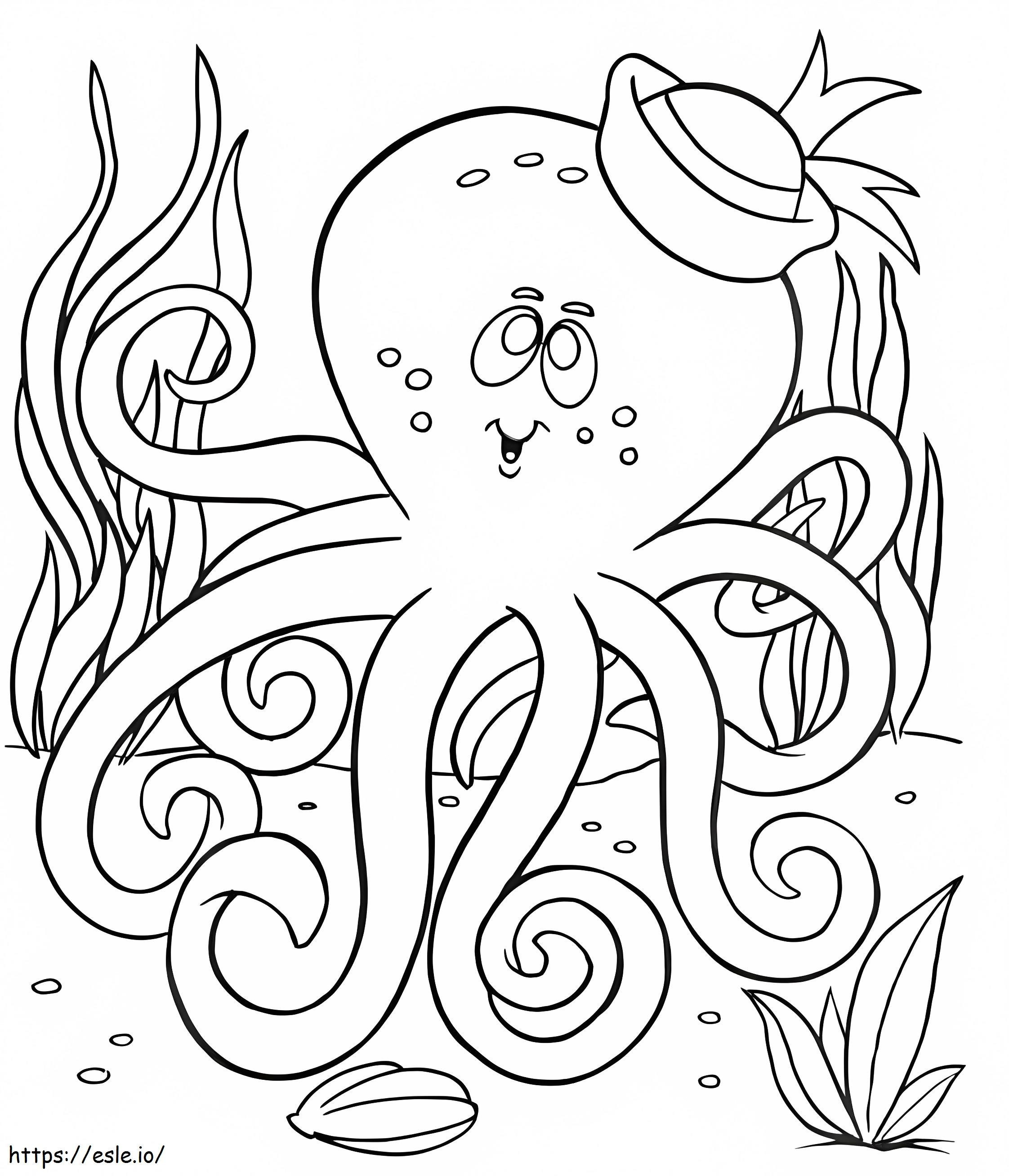 Octopus With Hat coloring page