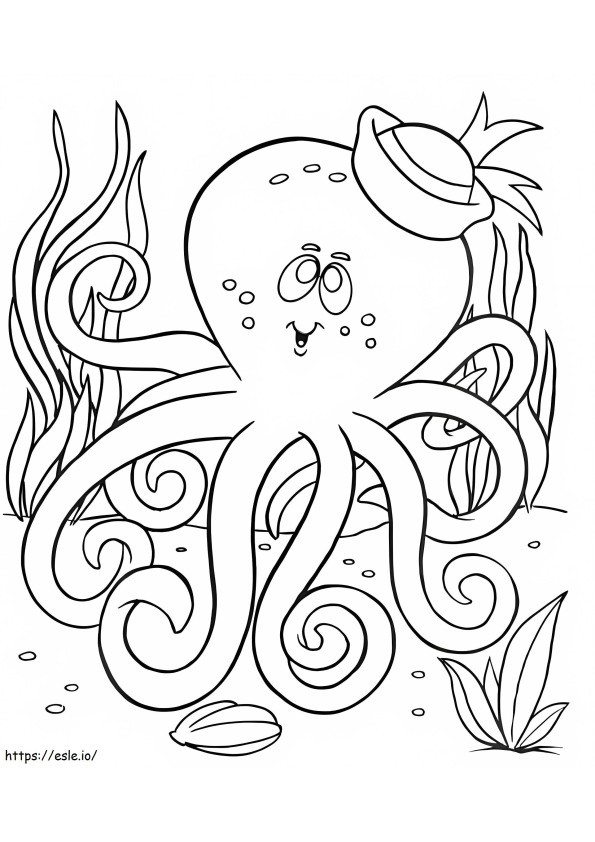 Octopus Met Hoed kleurplaat