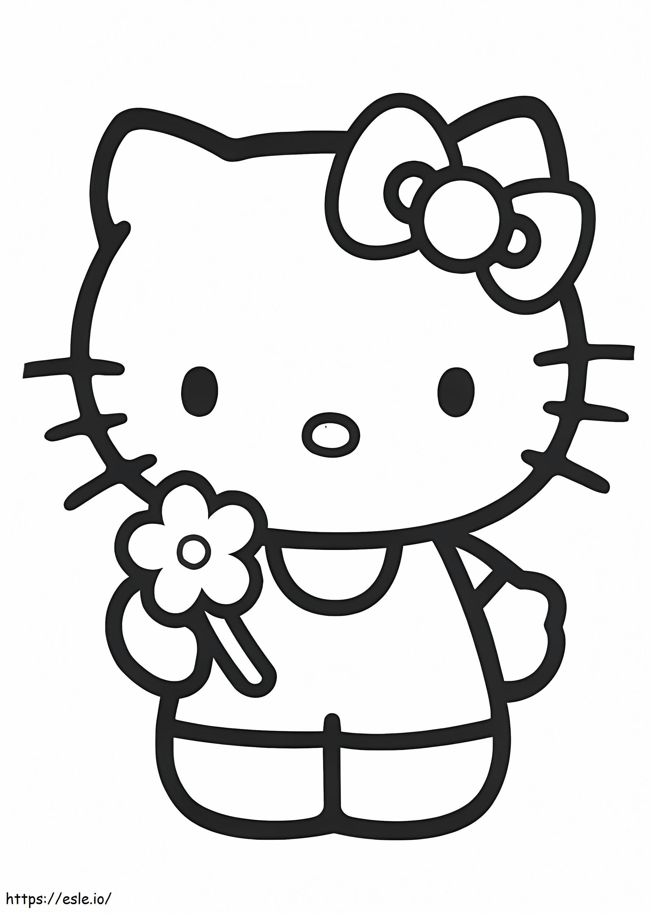 Hello Kitty y una flor para colorear