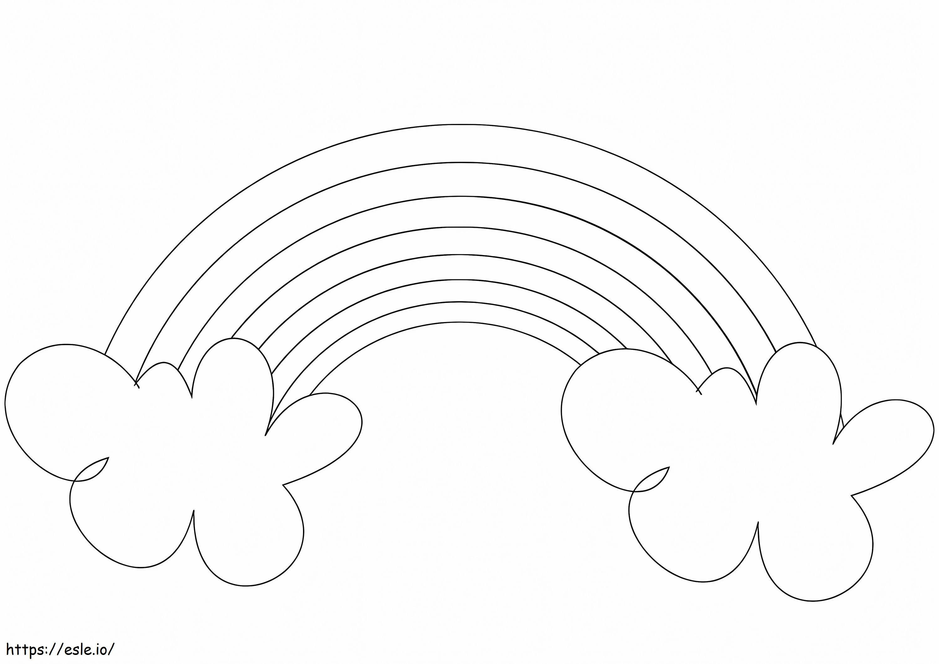 Rainbow And Clouds 1 coloring page