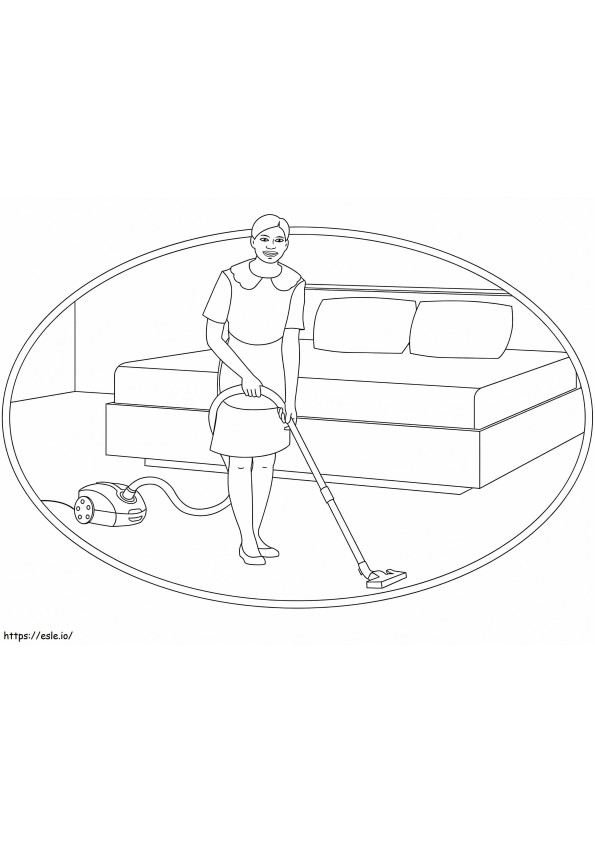 Maid Doing Housework coloring page