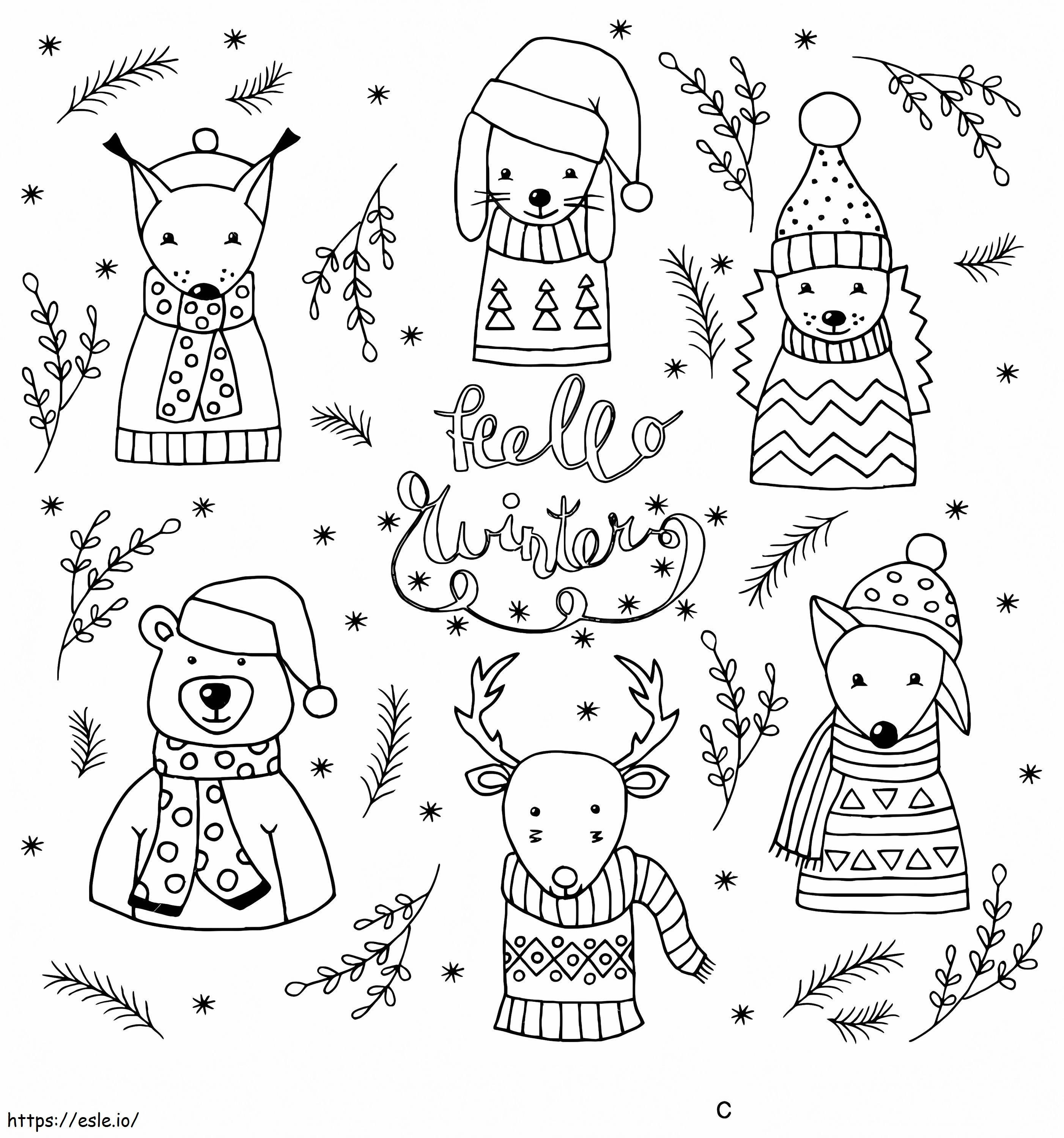 Print Christmas Animals coloring page