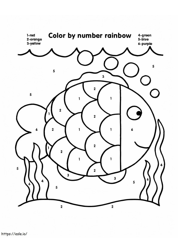 Basic Rainbow Fish Color By Numbers coloring page