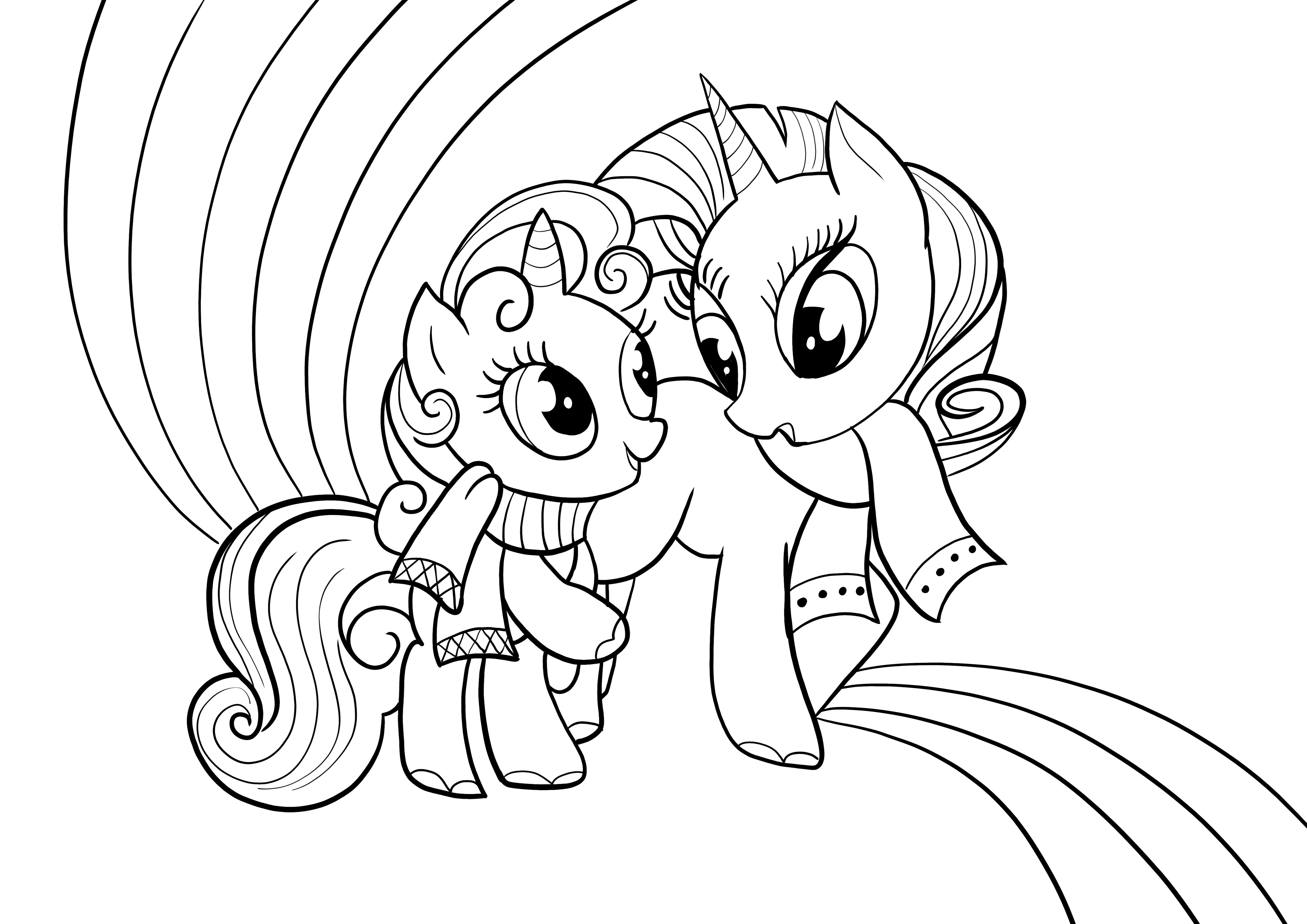 Mommy and  little baby pony free to print page
