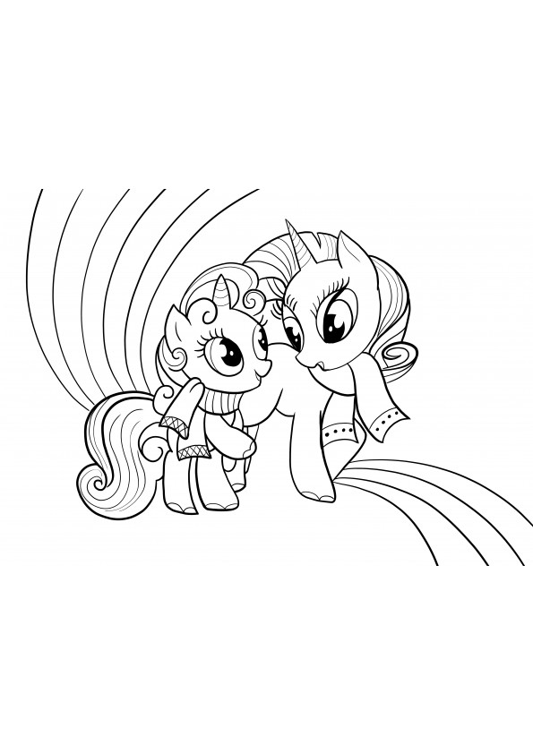 Mommy and  little baby pony free to print page