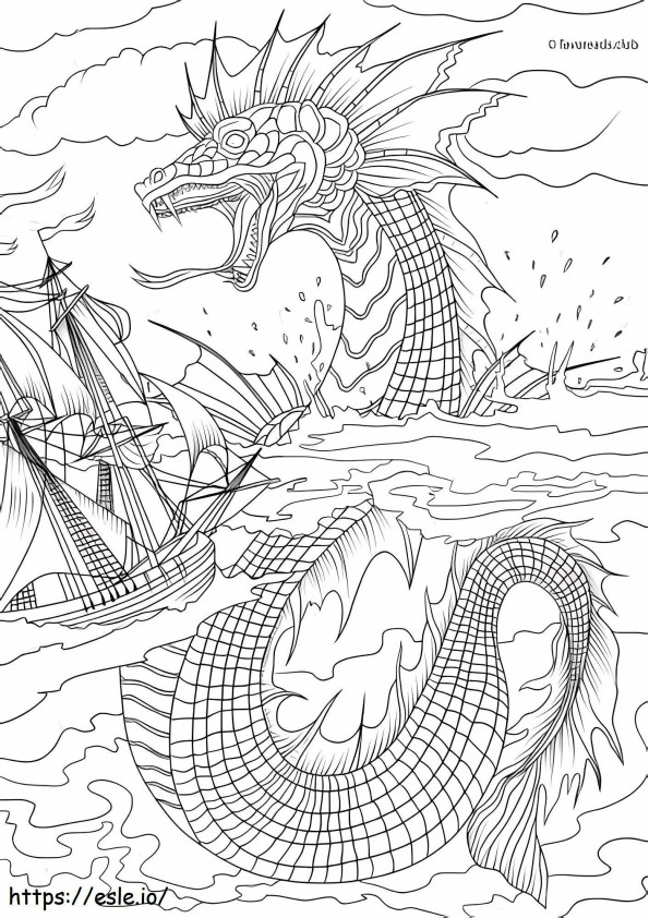 Coloriage Serpent de mer avec planche à imprimer dessin