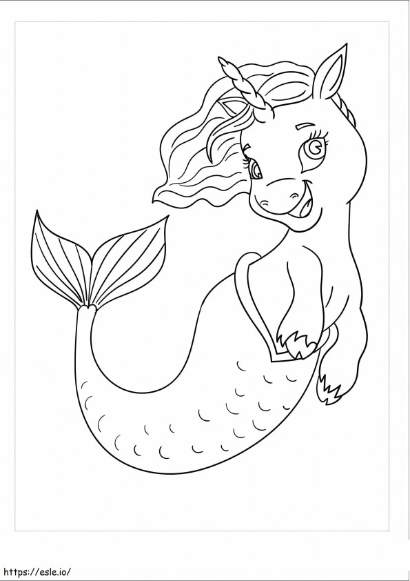 Coloriage Amusement de sirène licorne à imprimer dessin