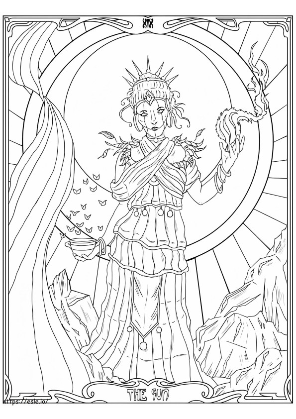 The Sun Tarot coloring page
