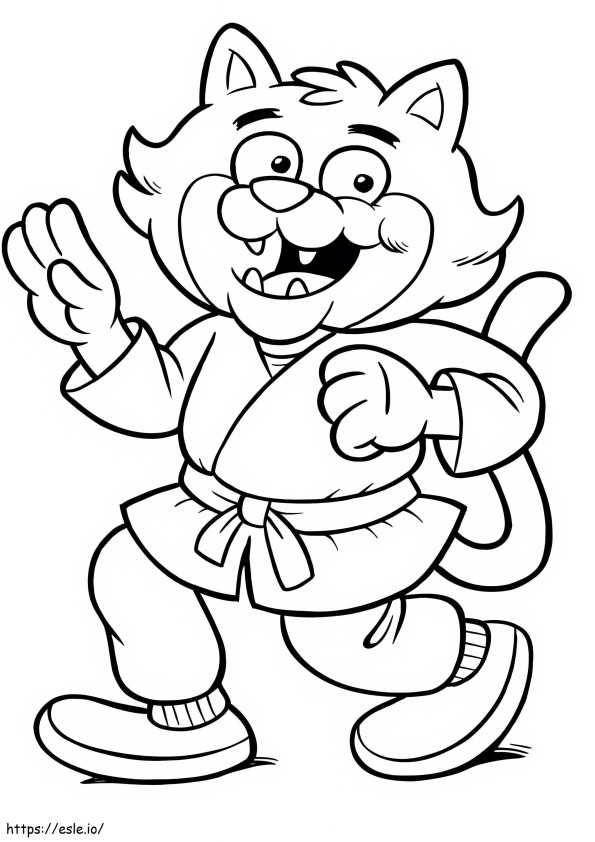 Karate Cat coloring page