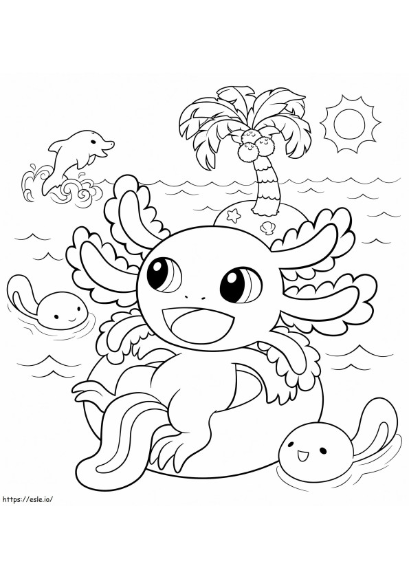 Axolotl de desenho animado relaxante para colorir