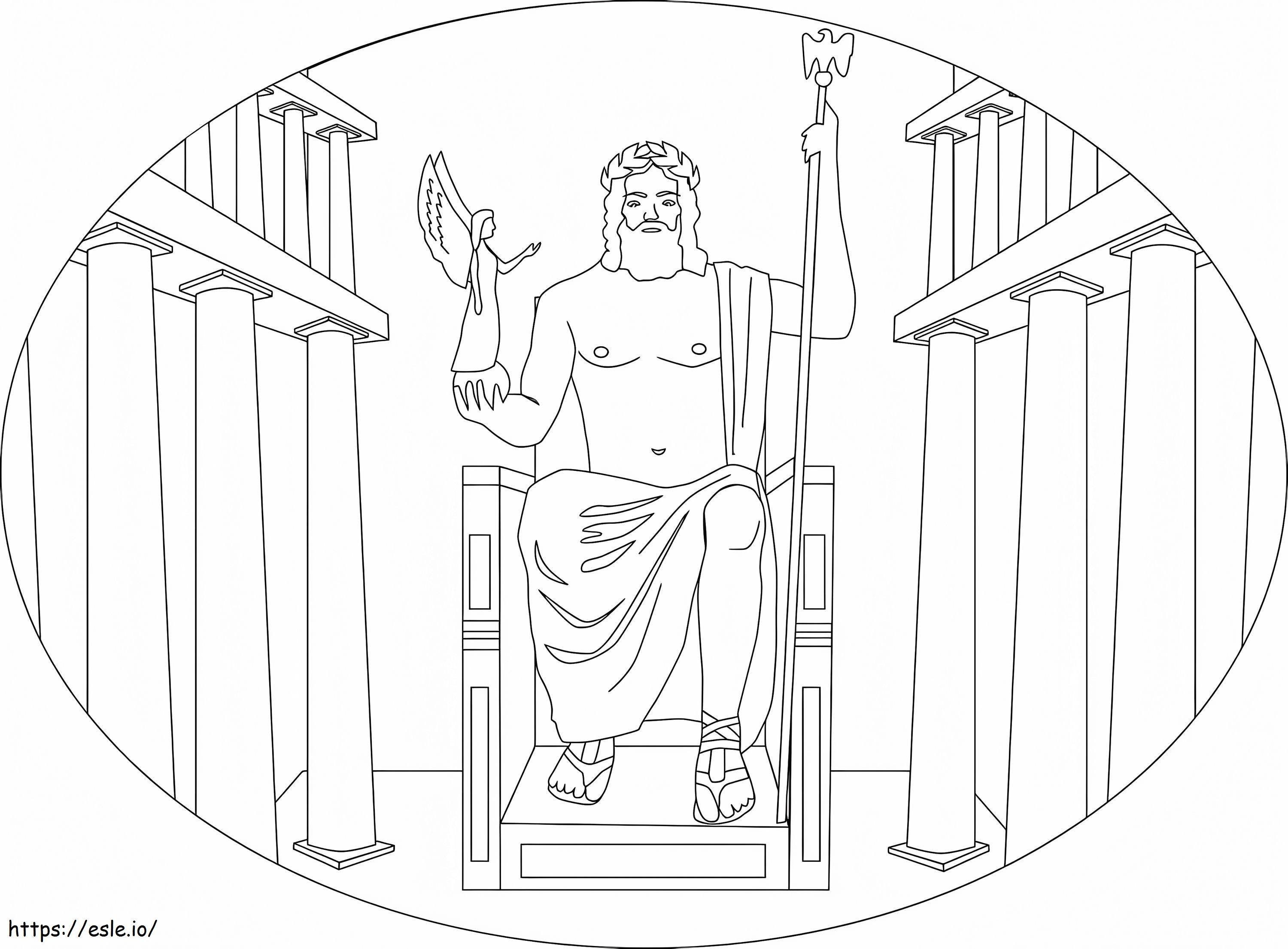 Zeuksen patsas Olympiassa värityskuva