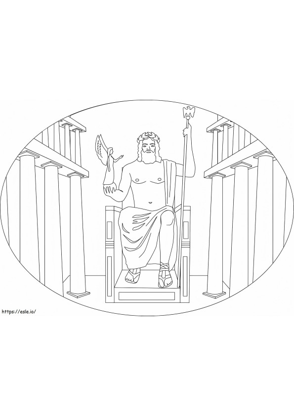 Zeuksen patsas Olympiassa värityskuva
