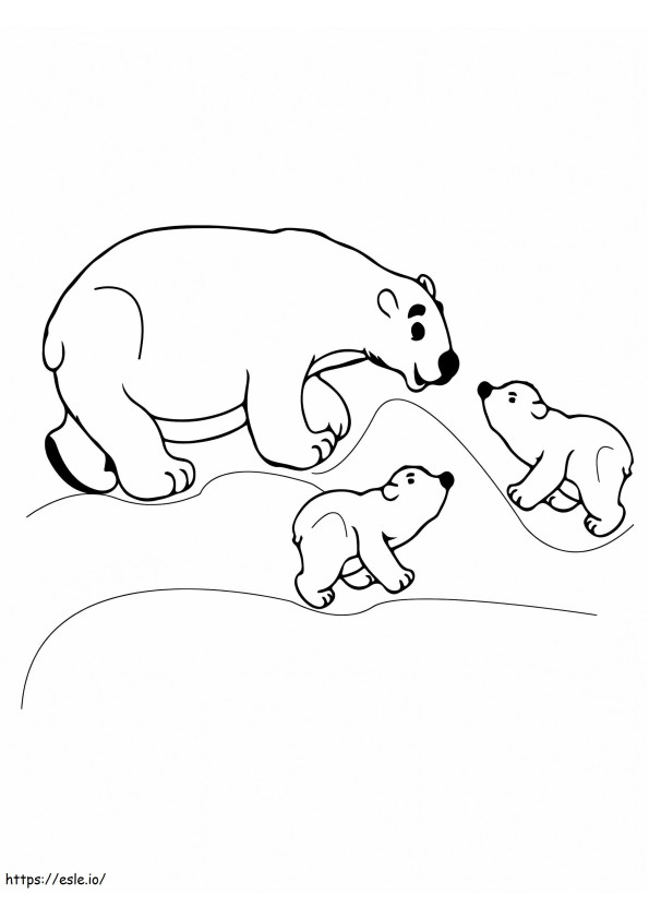 Happy Cubs And Bear Arctic Animals coloring page