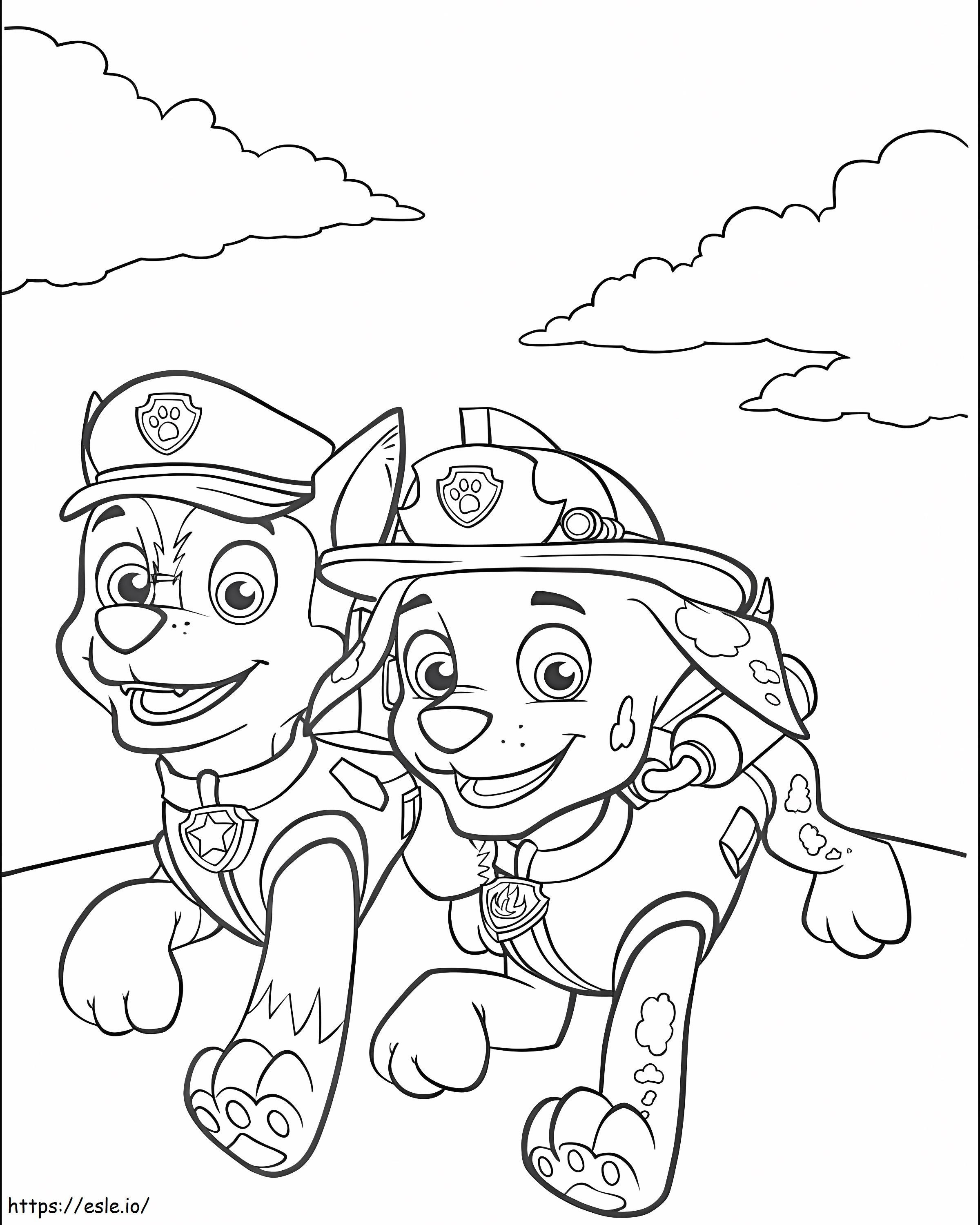 Marshall And Chase Paw Patrol coloring page