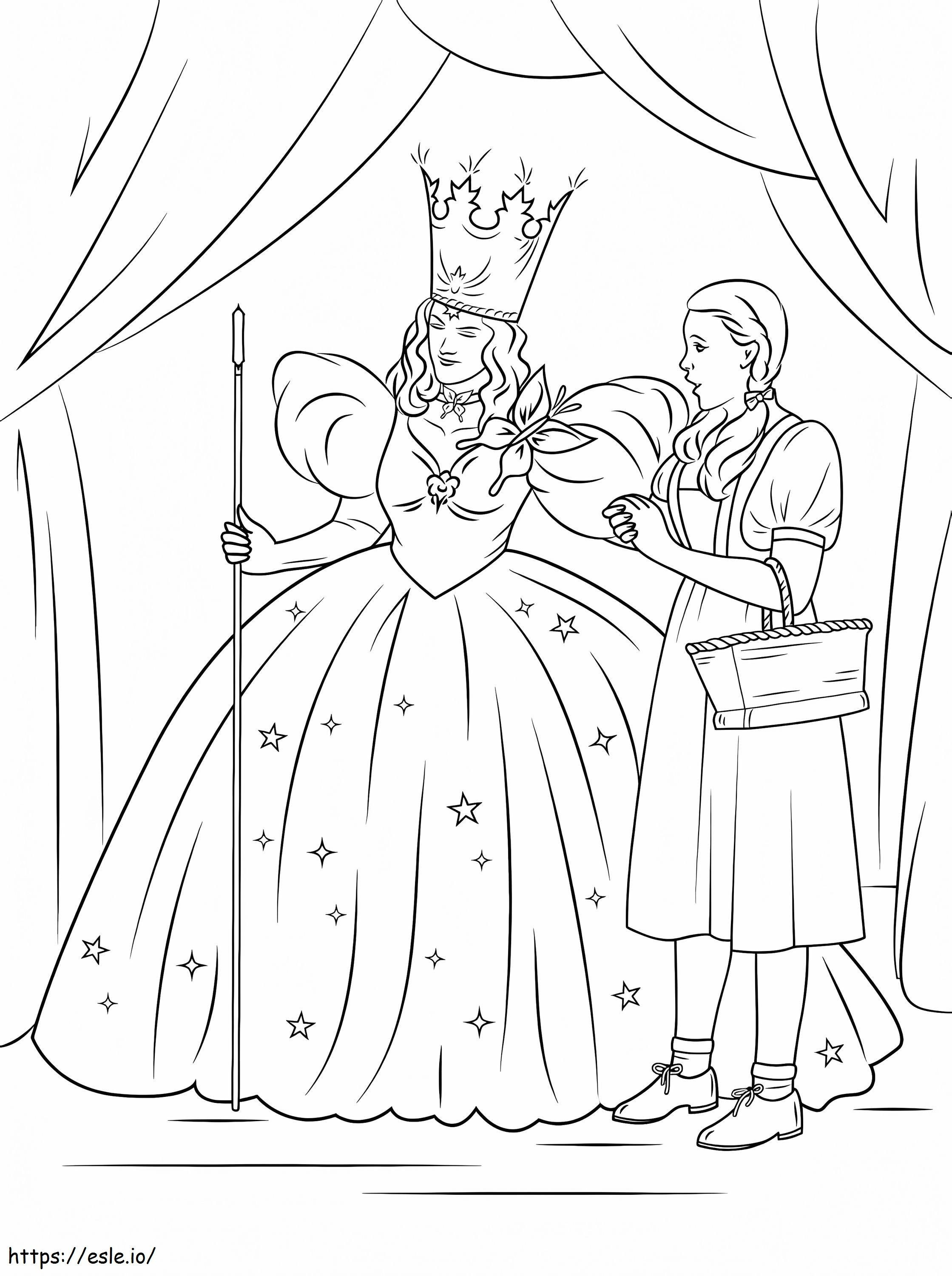 Dorothy com Glinda, a bruxa boa do norte para colorir