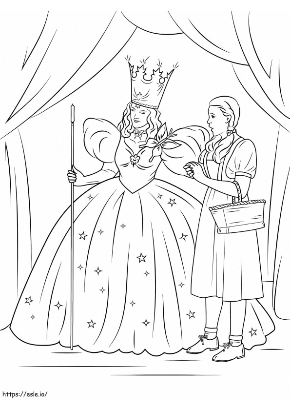 Dorothy com Glinda, a bruxa boa do norte para colorir