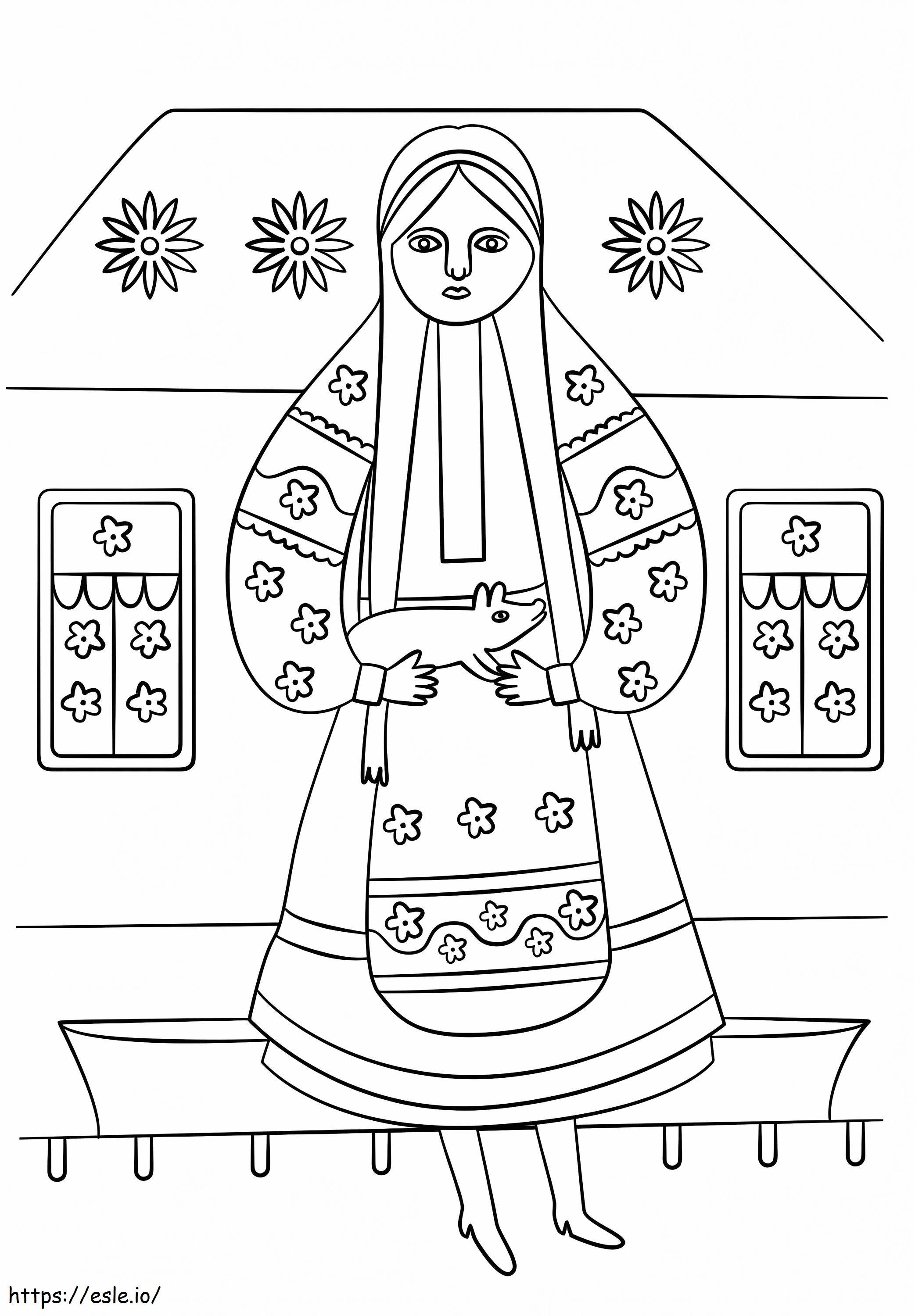 Mujer ucraniana de Maria Prymachenko para colorear