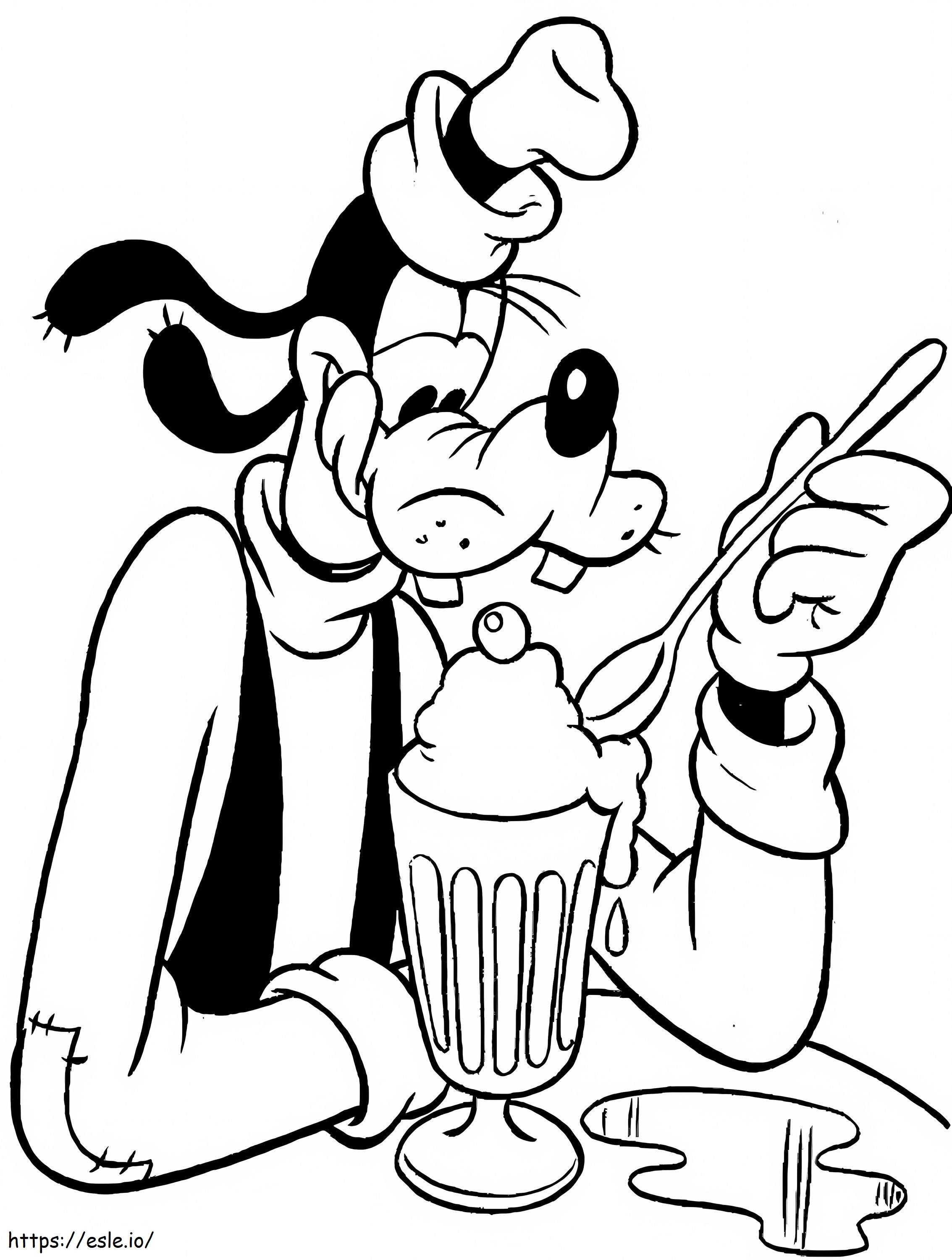 Goofy Eating Ice Cream coloring page