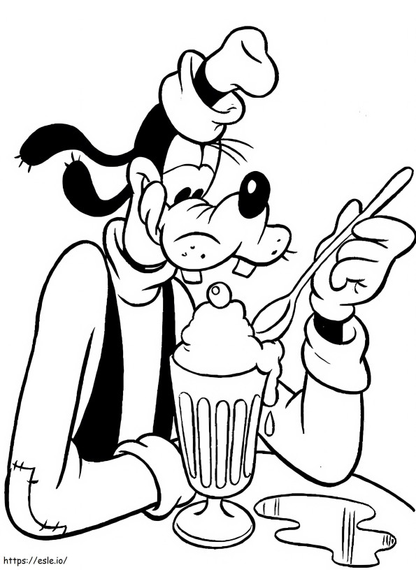 Goofy Eating Ice Cream coloring page