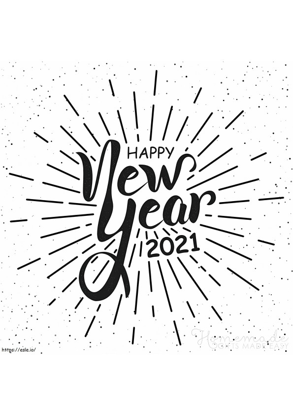 Happy New Year 2021 2 coloring page