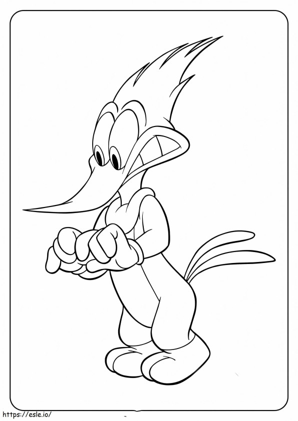 Frightened Woody Woodpecker coloring page