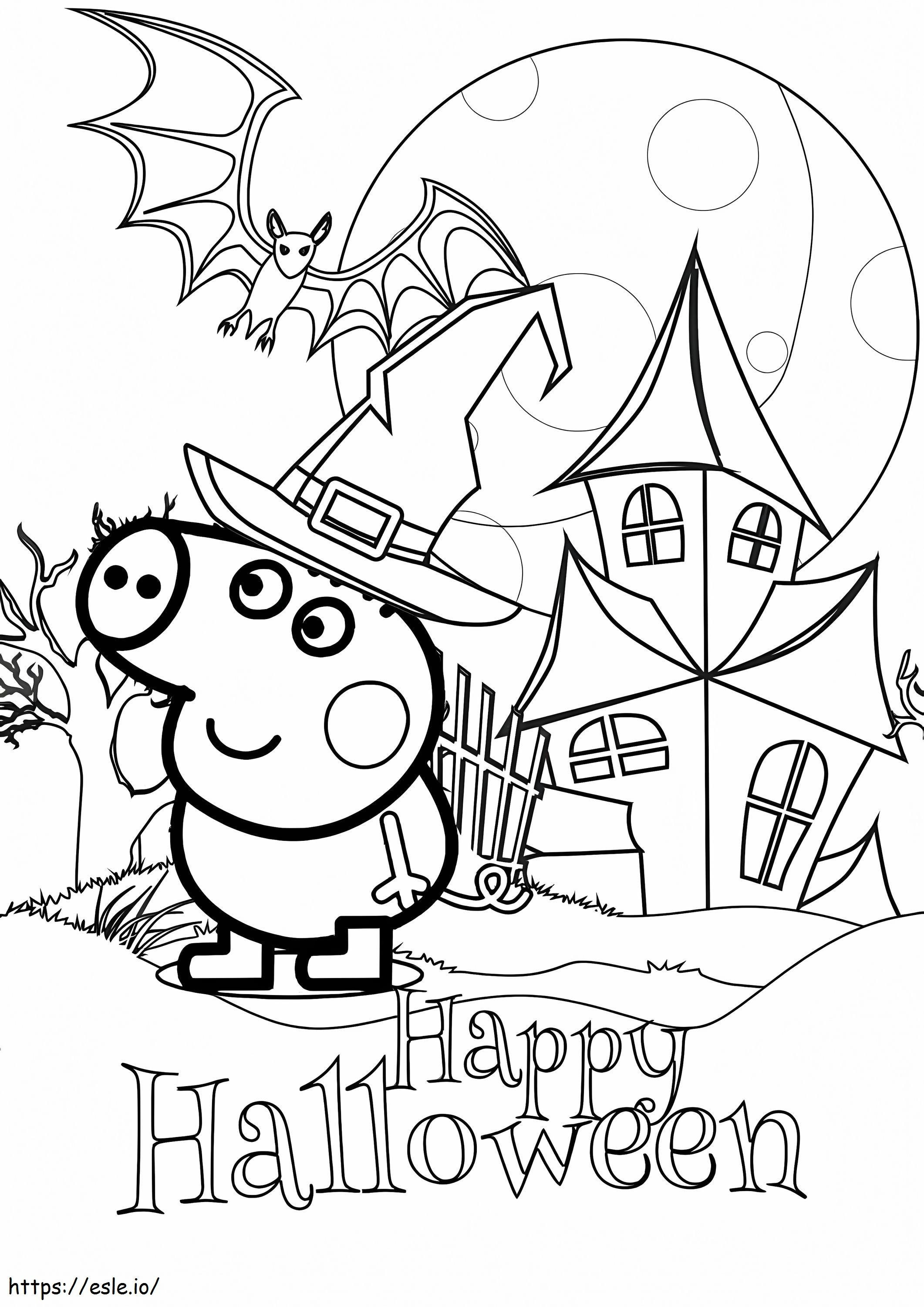 Coloriage Peppa Pig Feliz Halloween à imprimer dessin