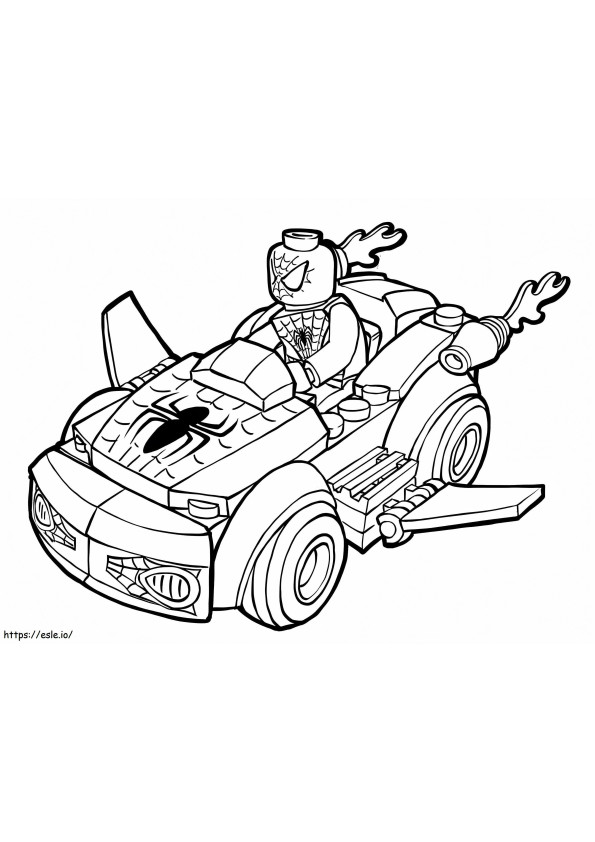 Coloriage Lego Spiderman au volant à imprimer dessin