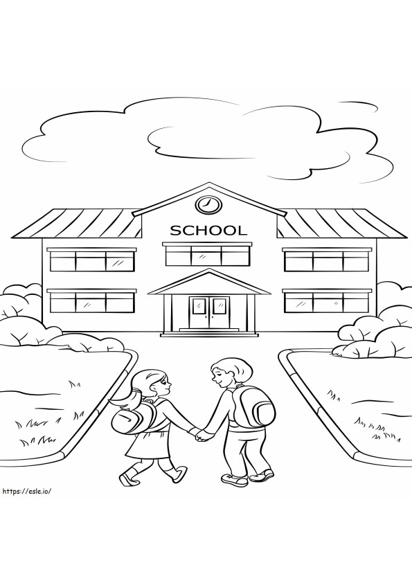 Happy Children Go To School coloring page