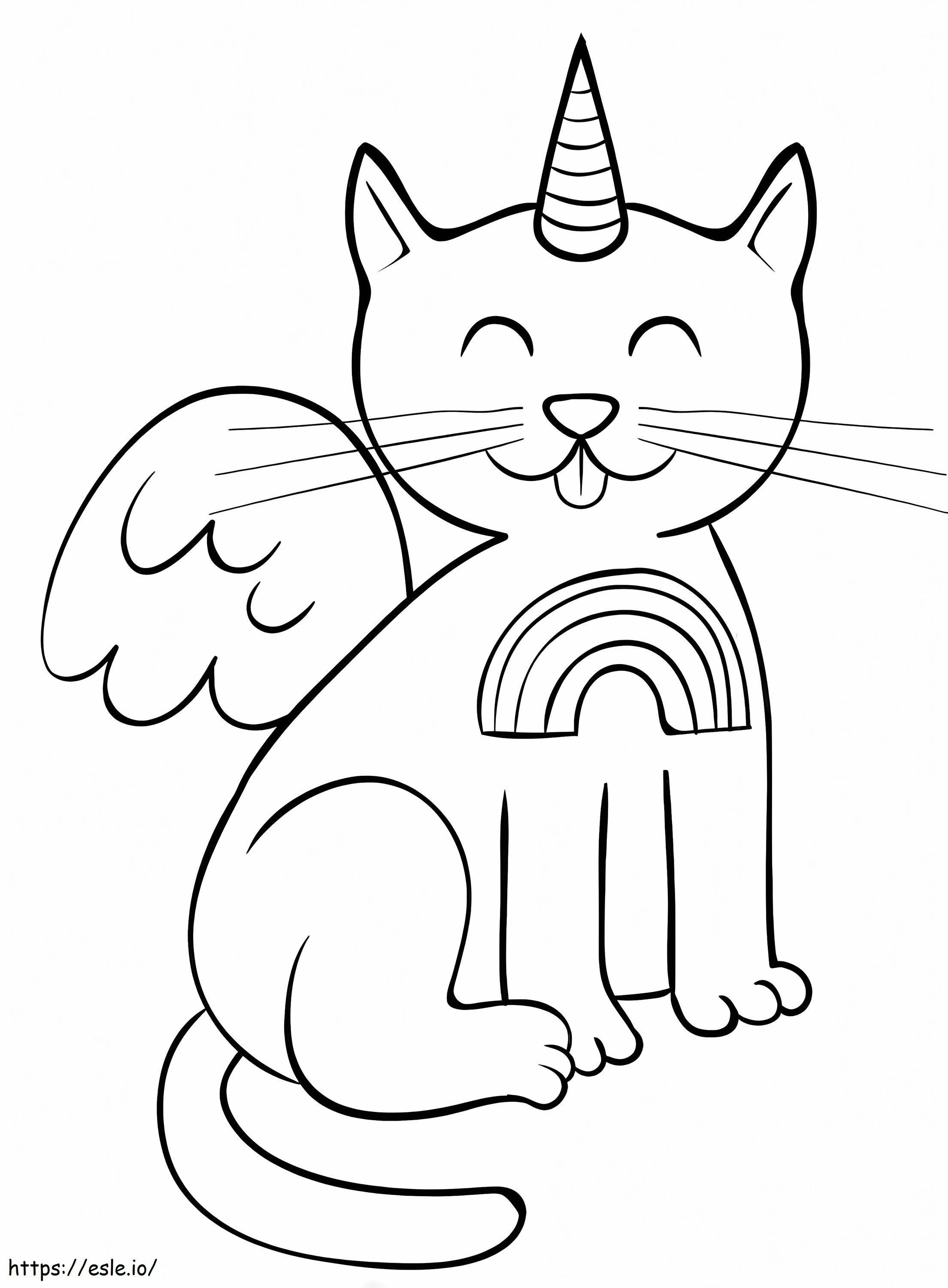Szárnyas egyszarvú macska kifestő