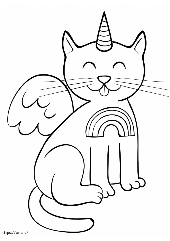Kanatlı Tek Boynuzlu Kedi boyama