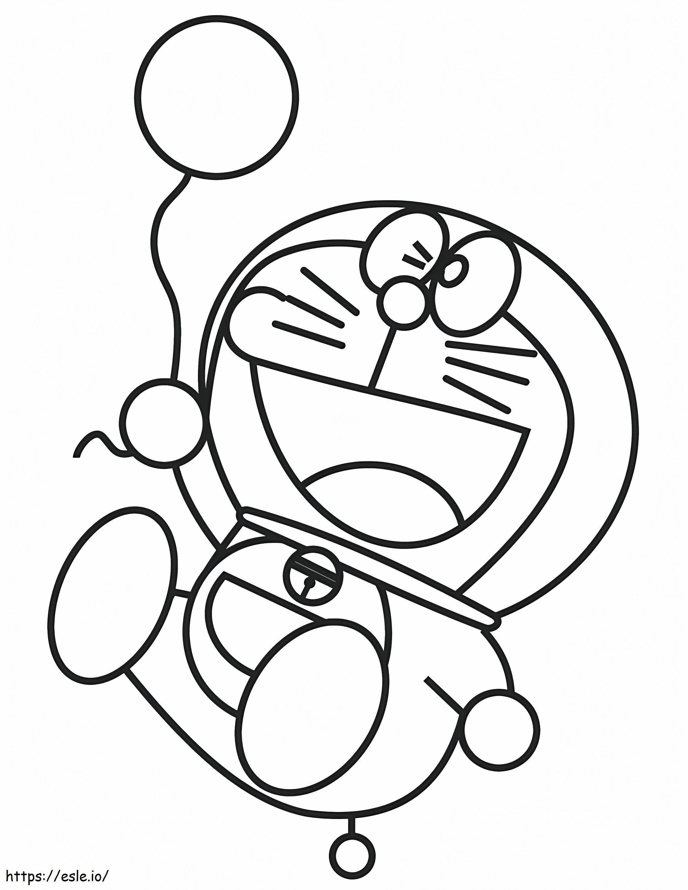 1531277988 Doraemon ilmapallolla A4 värityskuva