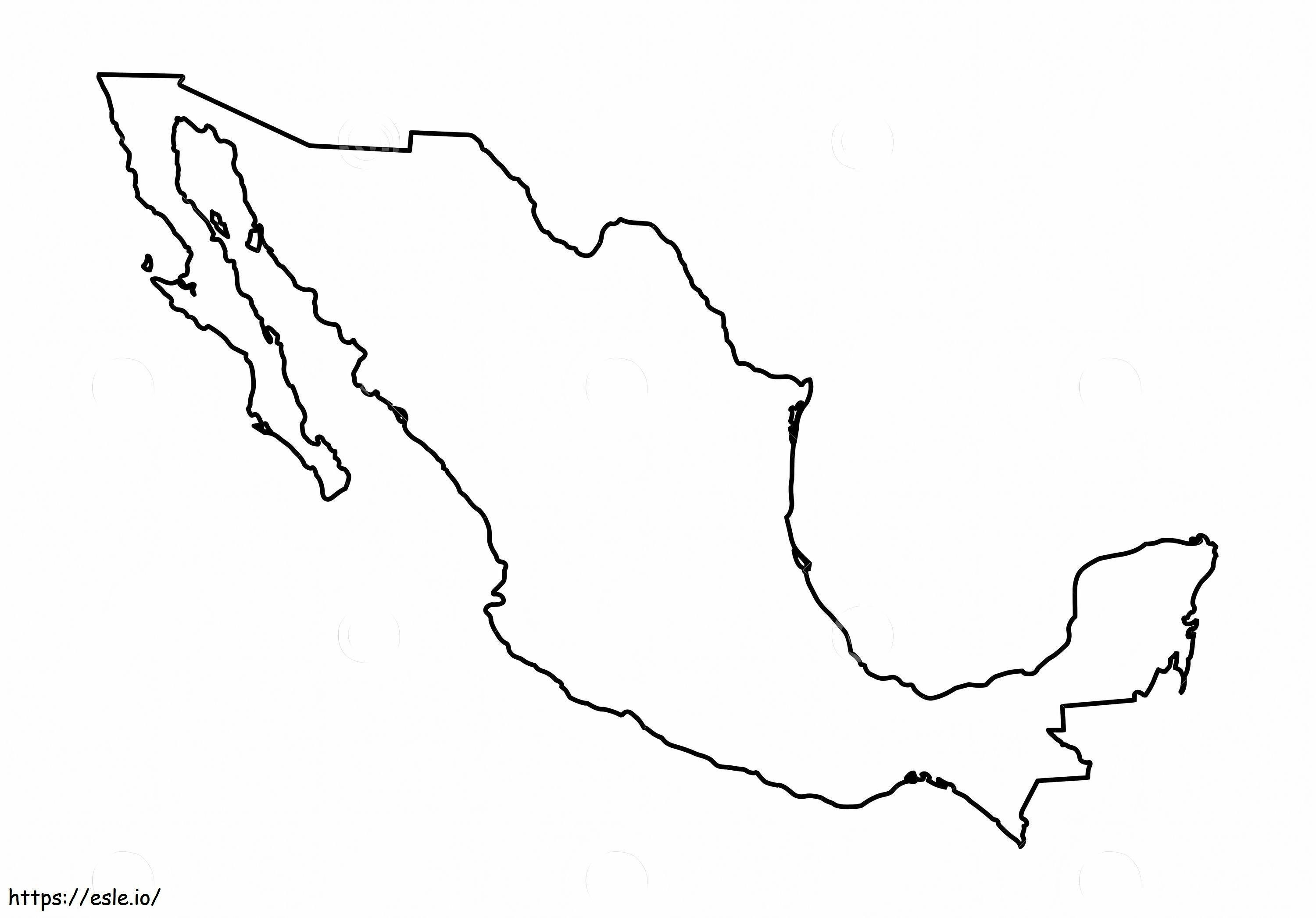 Mexico Map To Color coloring page