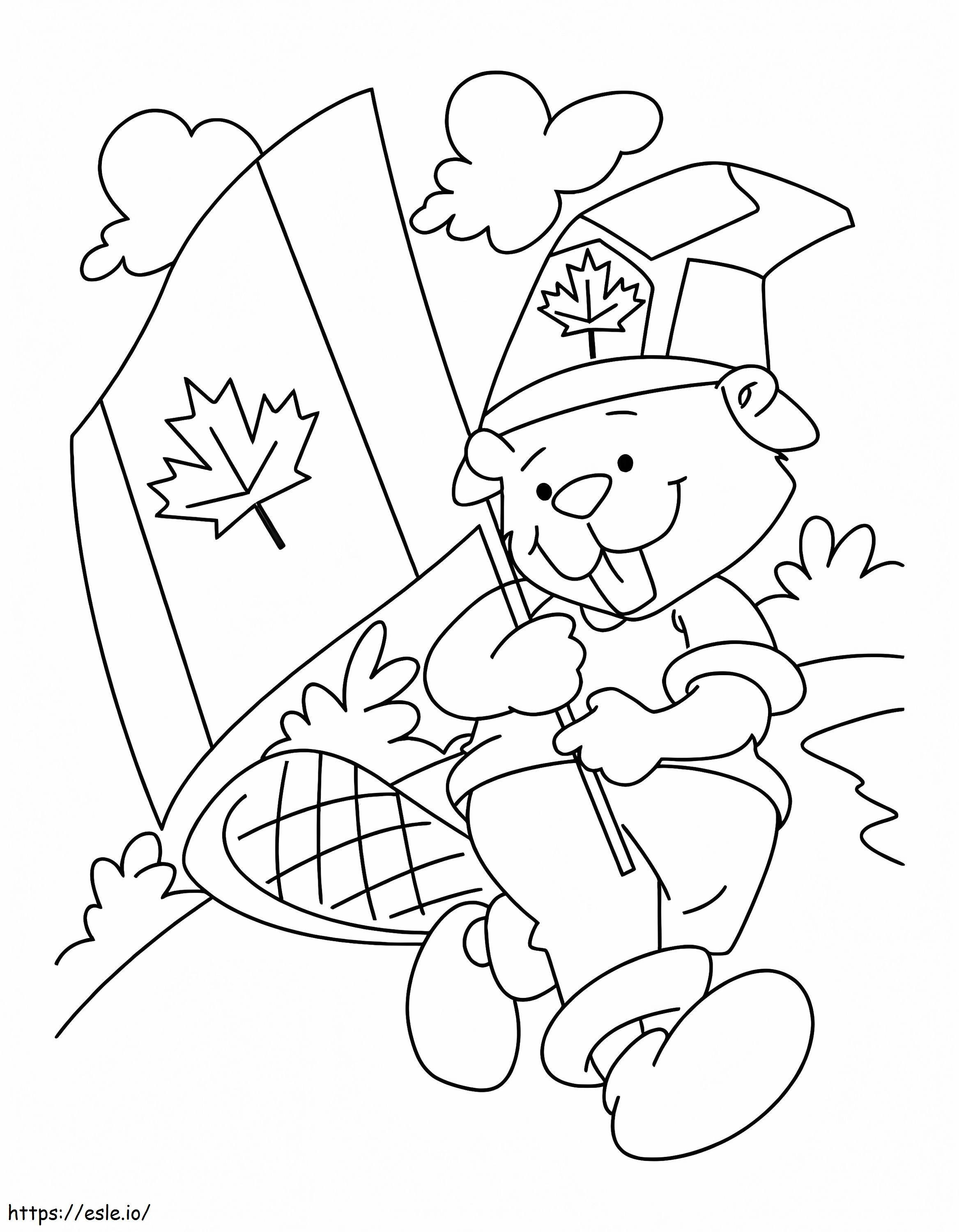 Beaver Boyscout nel Canada Day da colorare