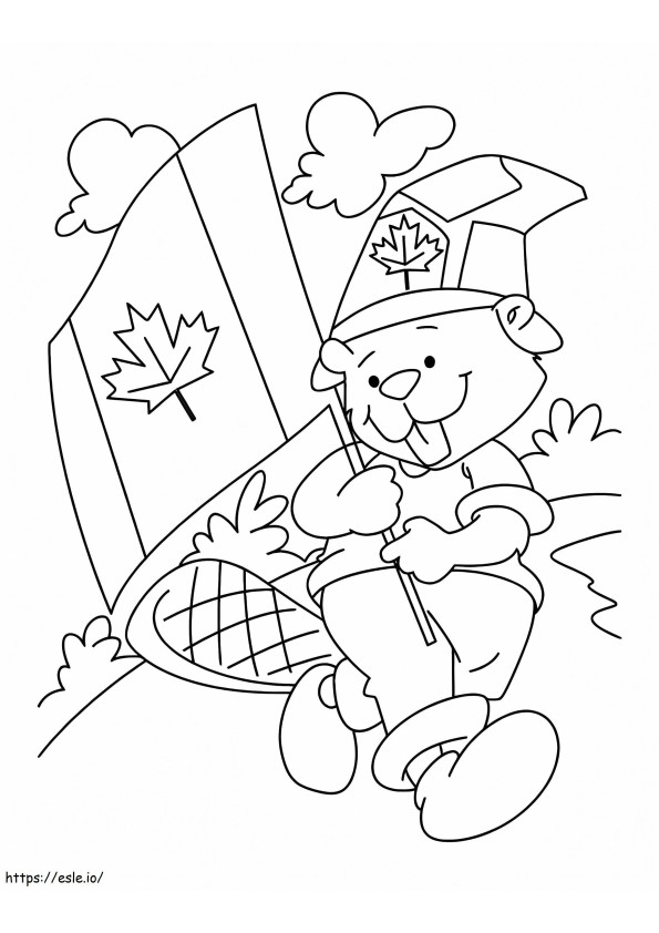 Beaver Boyscout no Dia do Canadá para colorir