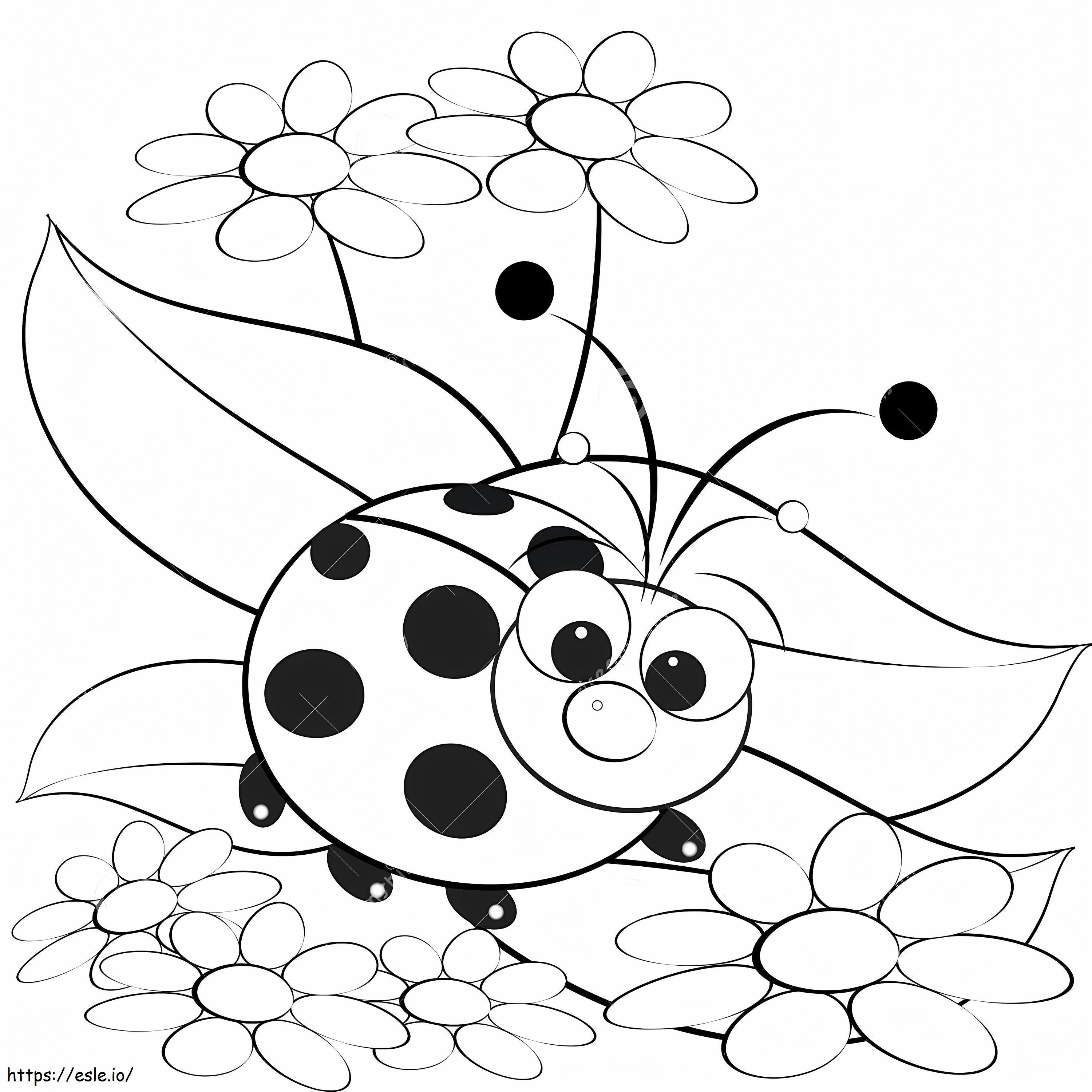 Marienkäfer mit Blume ausmalbilder