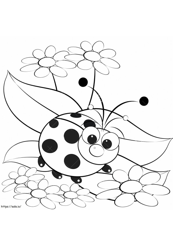 Ladybug With Flower coloring page