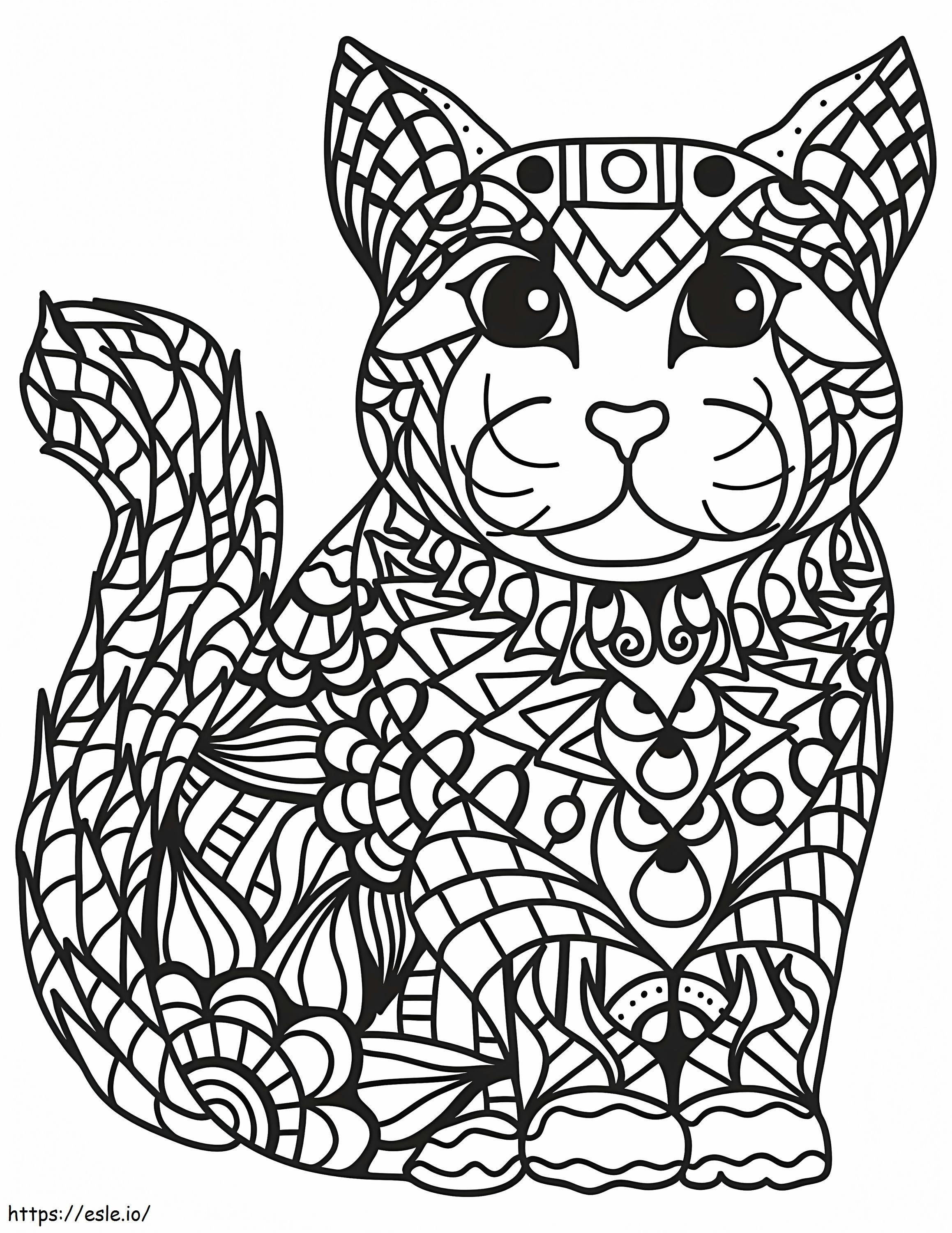 ゼンタングル猫 ぬりえ - 塗り絵