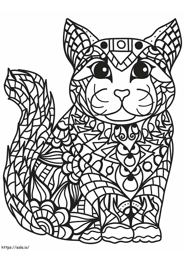 Zentangle Cat coloring page