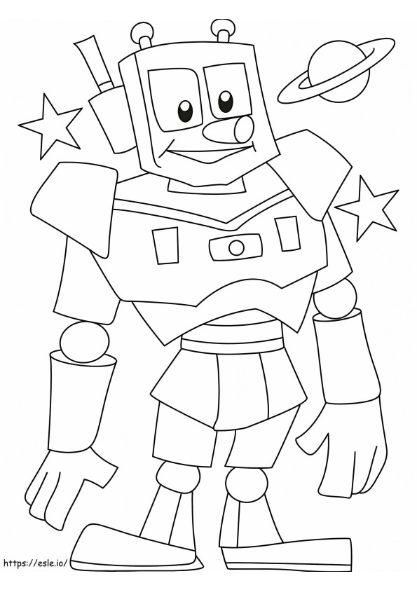 Desen al tipului robot și al planetei de colorat