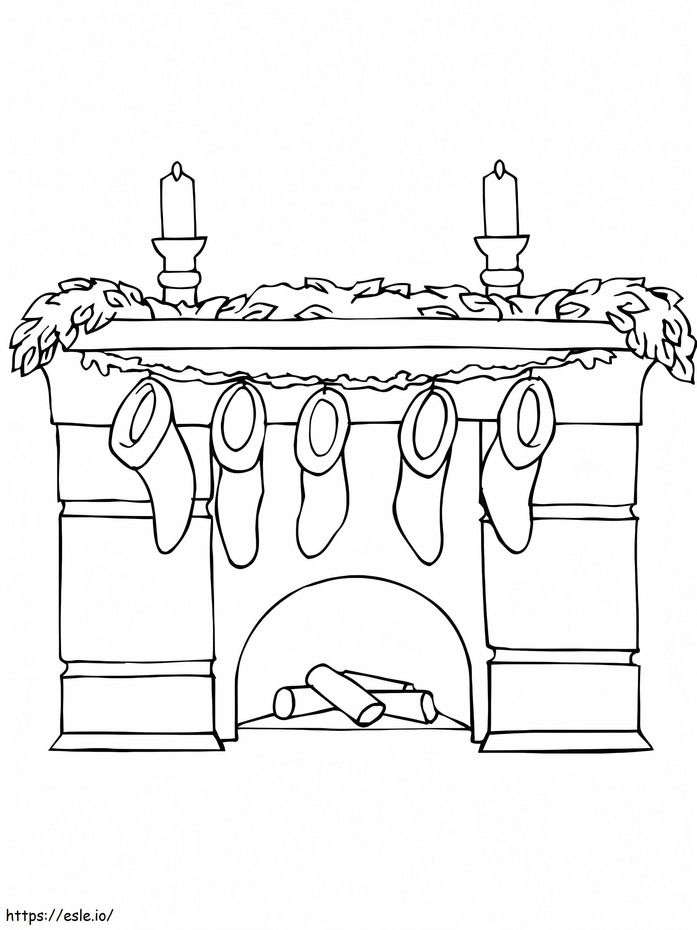 Christmas Fireplace coloring page