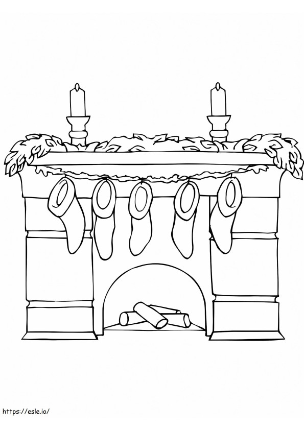 Christmas Fireplace coloring page