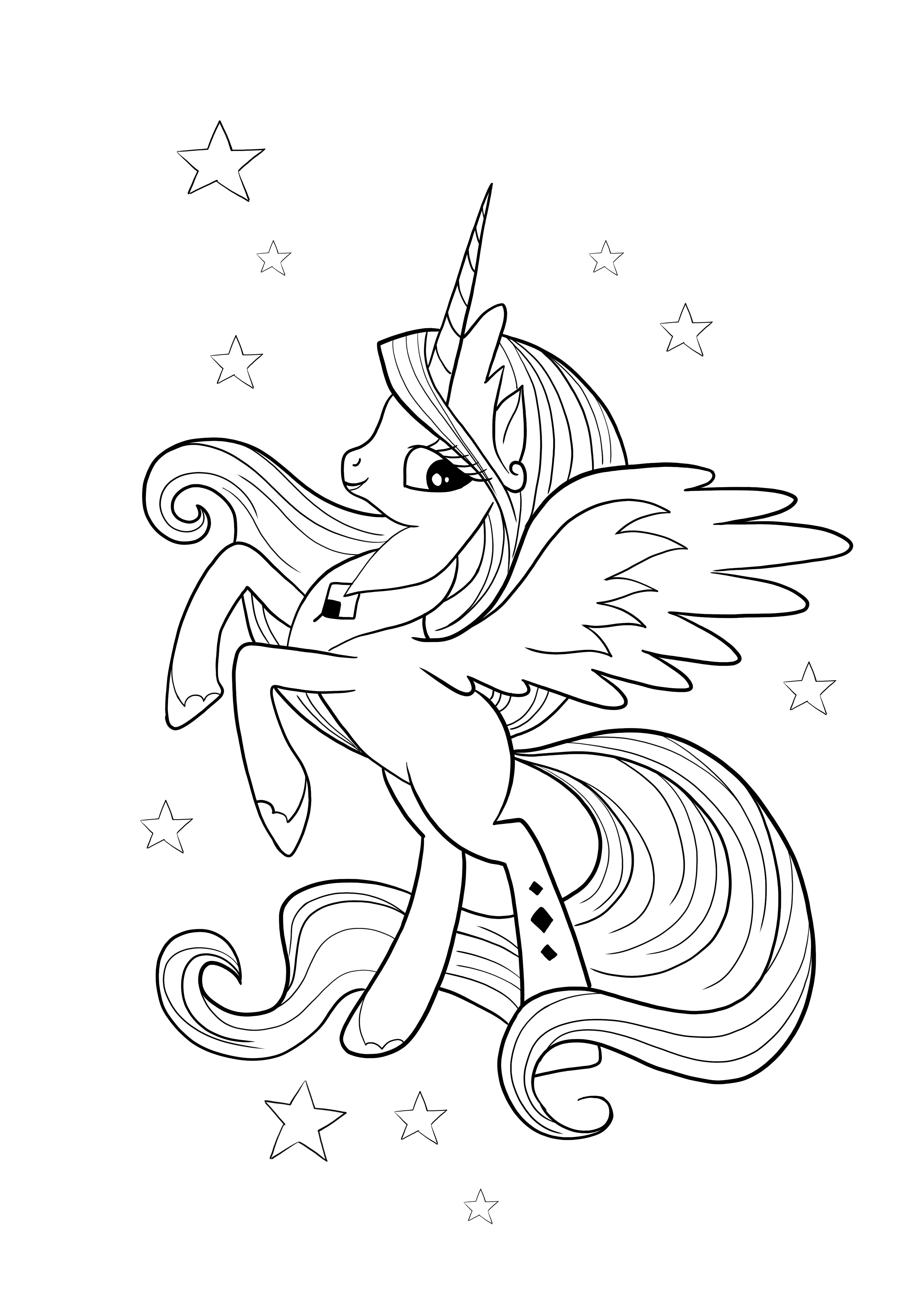 Little unicorn and stars download and free to print